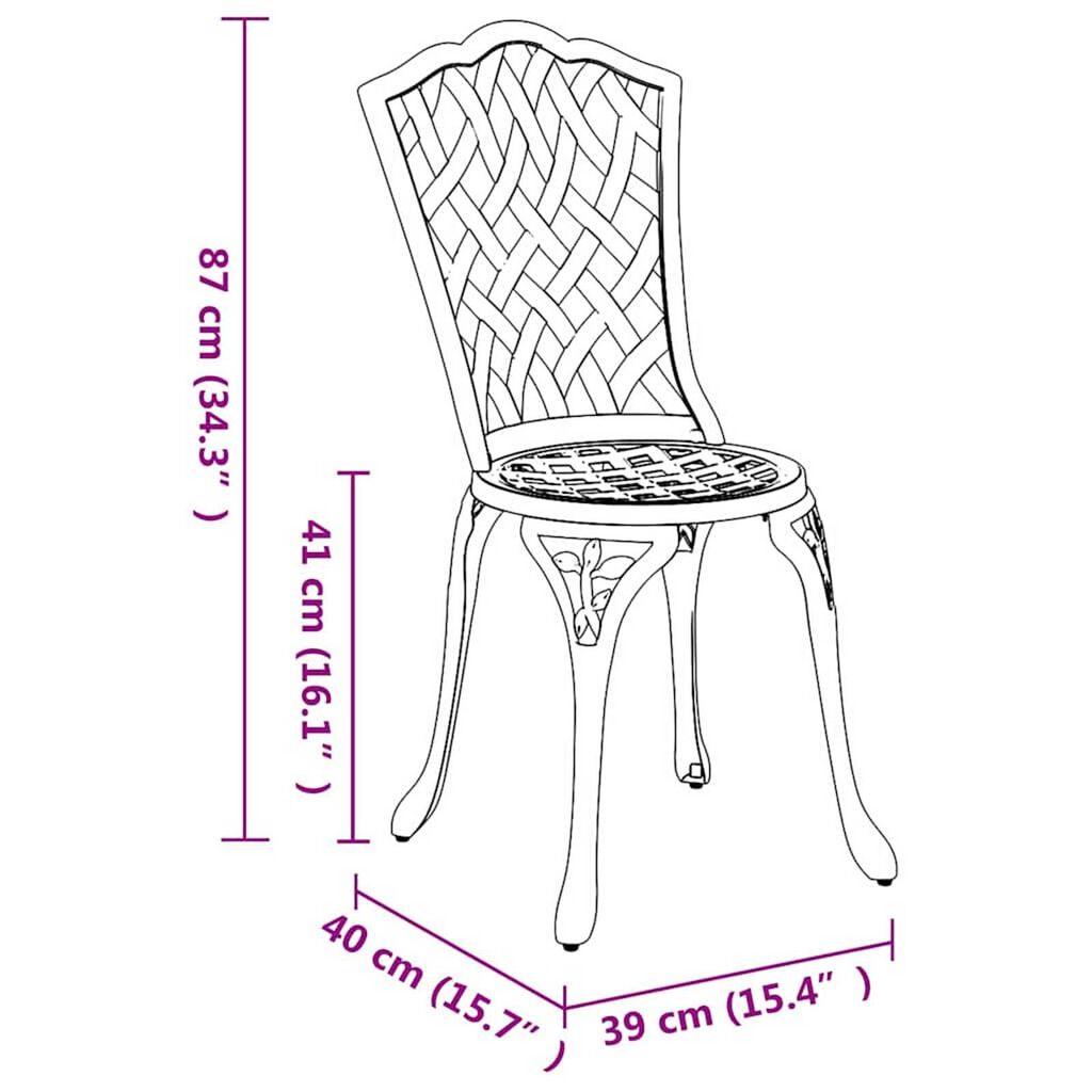 vidaXL Καρέκλα Κήπου 2 pcs Μπρονζέ 55 x 56.5 x 91εκ Αλουμίνιο