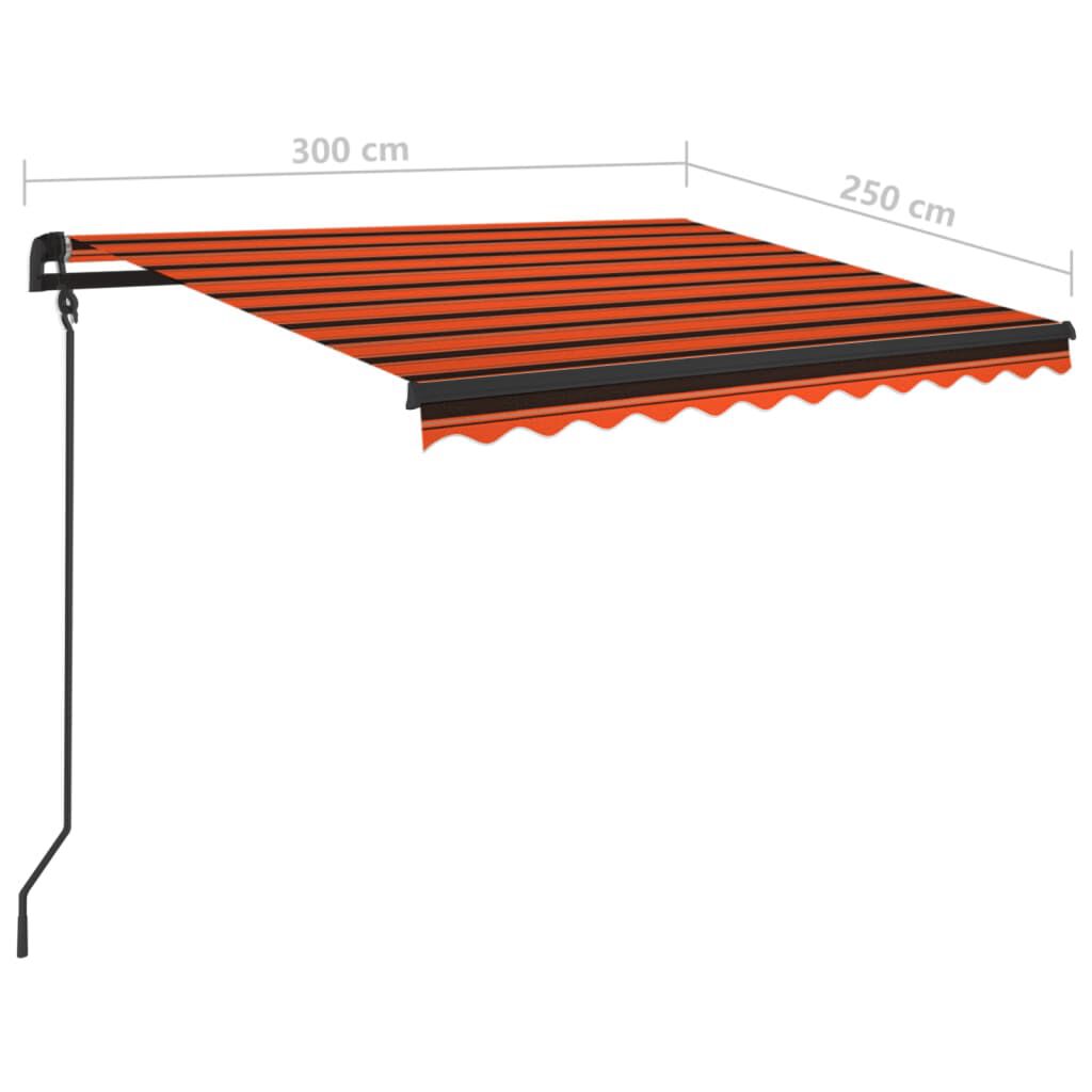 vidaXL Τέντα Αυτόματη με LED & Αισθ. Ανέμου Πορτοκαλί/Καφέ 3 x 2,5 μ.