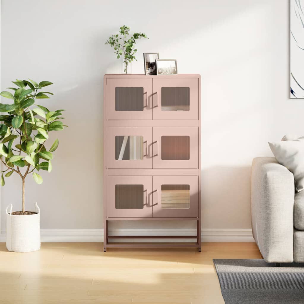 vidaXL Highboard Ροζ 68x39x123 cm Ατσάλι