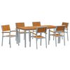 vidaXL Σέτ φαγητού για κήπο 7 pcs Γκρι και καφέ 180 x 90 x 75 cm