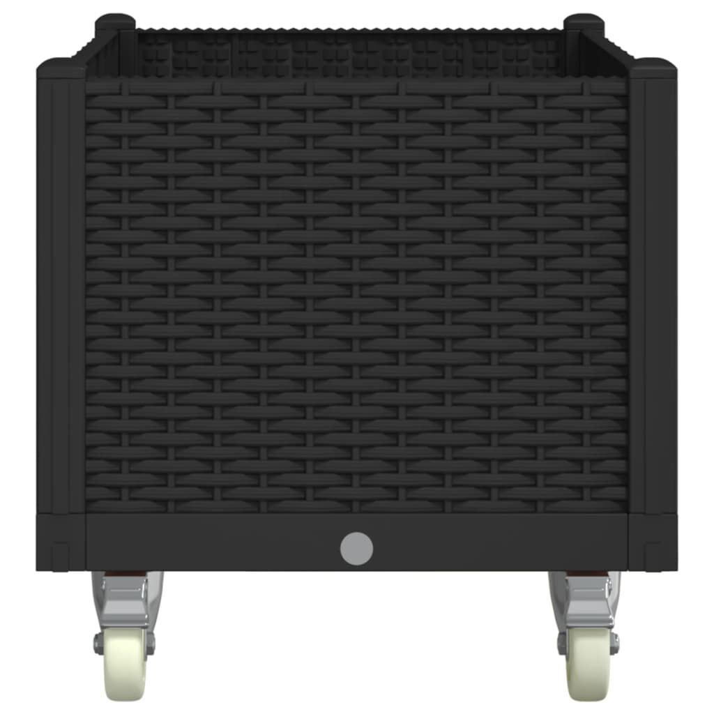 vidaXL Ζαρντινιέρα Κήπου με Ροδάκια Μαύρο 80x50x54 εκ. Πολυπροπυλένιο