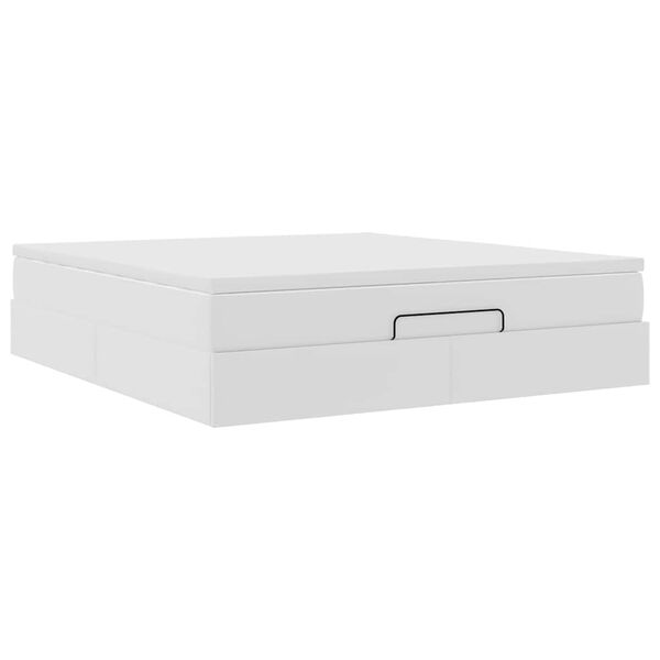 vidaXL Οθωμανικό κρεβάτι με στρώμα Λευκό 160x200cm Faux Leather