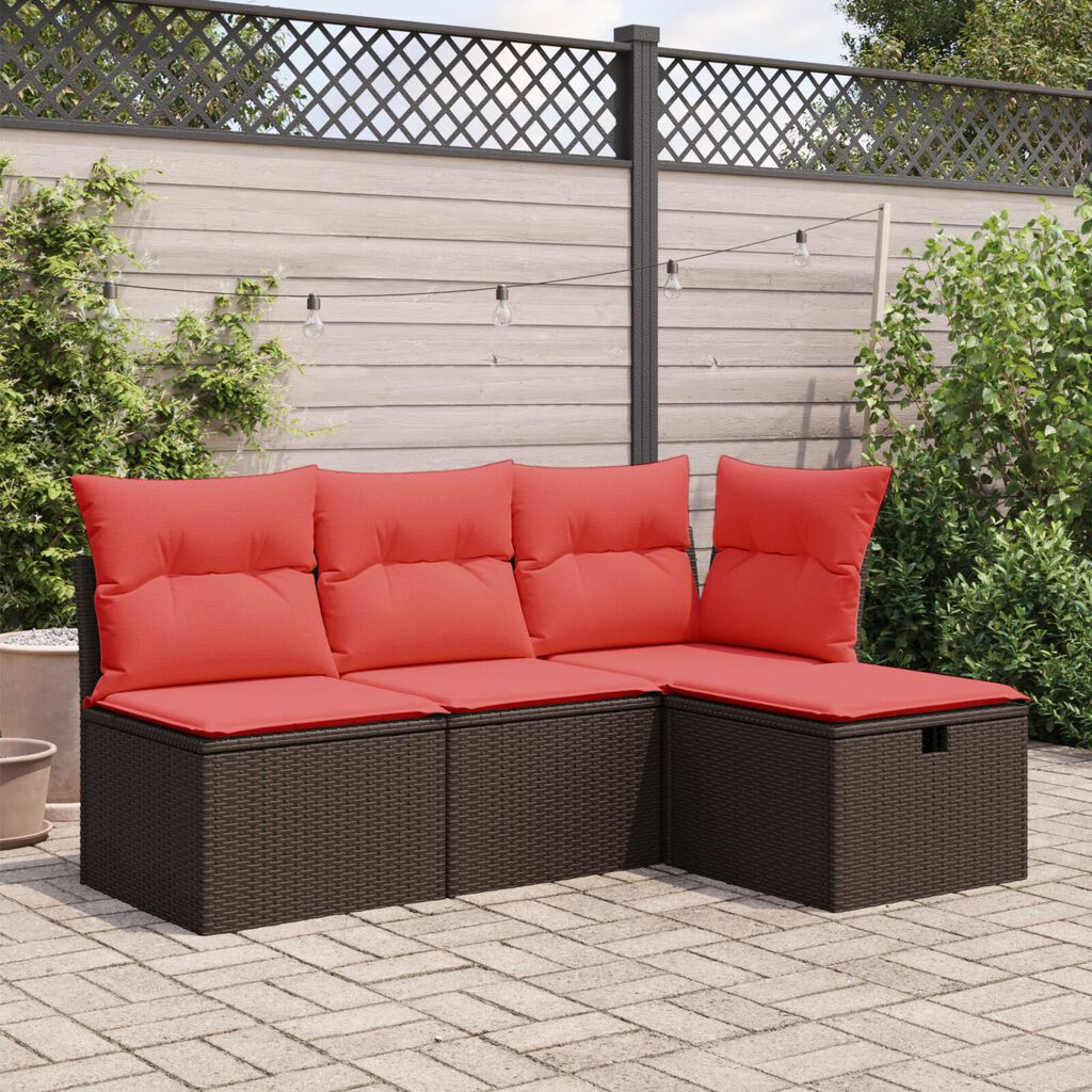 vidaXL Σκαμπό Κήπου με Μαξιλάρι Καφέ 55x55x37 εκ. από Συνθετικό Ρατάν