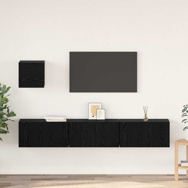 vidaXL Σετ TV Άλλο με αποθήκευση με πόρτα 4 pcs Μαύρη Δρυς 60 x 30 x 30 cm