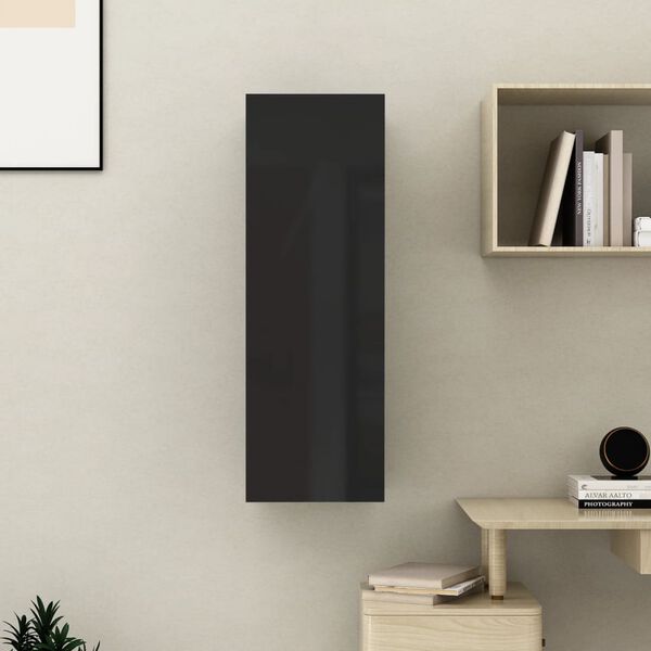 vidaXL Έπιπλο Τηλεόρασης Γυαλιστερό Μαύρο 30,5x30x90εκ. από Επεξ. Ξύλο