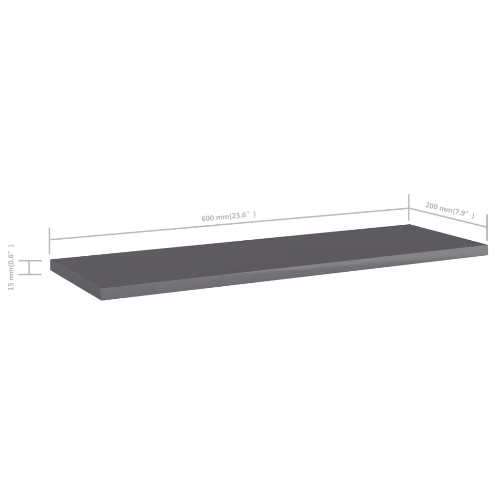 vidaXL Ράφια Βιβλιοθήκης 4 τεμ. Γυαλ. Γκρι 60x20x1,5 εκ. Μοριοσανίδα