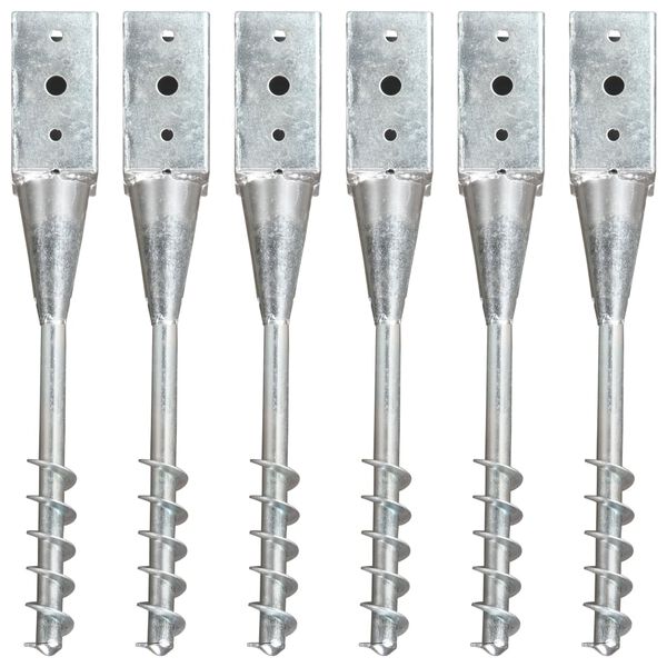 vidaXL Στηρίγματα Εδάφους 6 τεμ. Ασημί 10x10x57 εκ. Γαλβανισμ. Ατσάλι