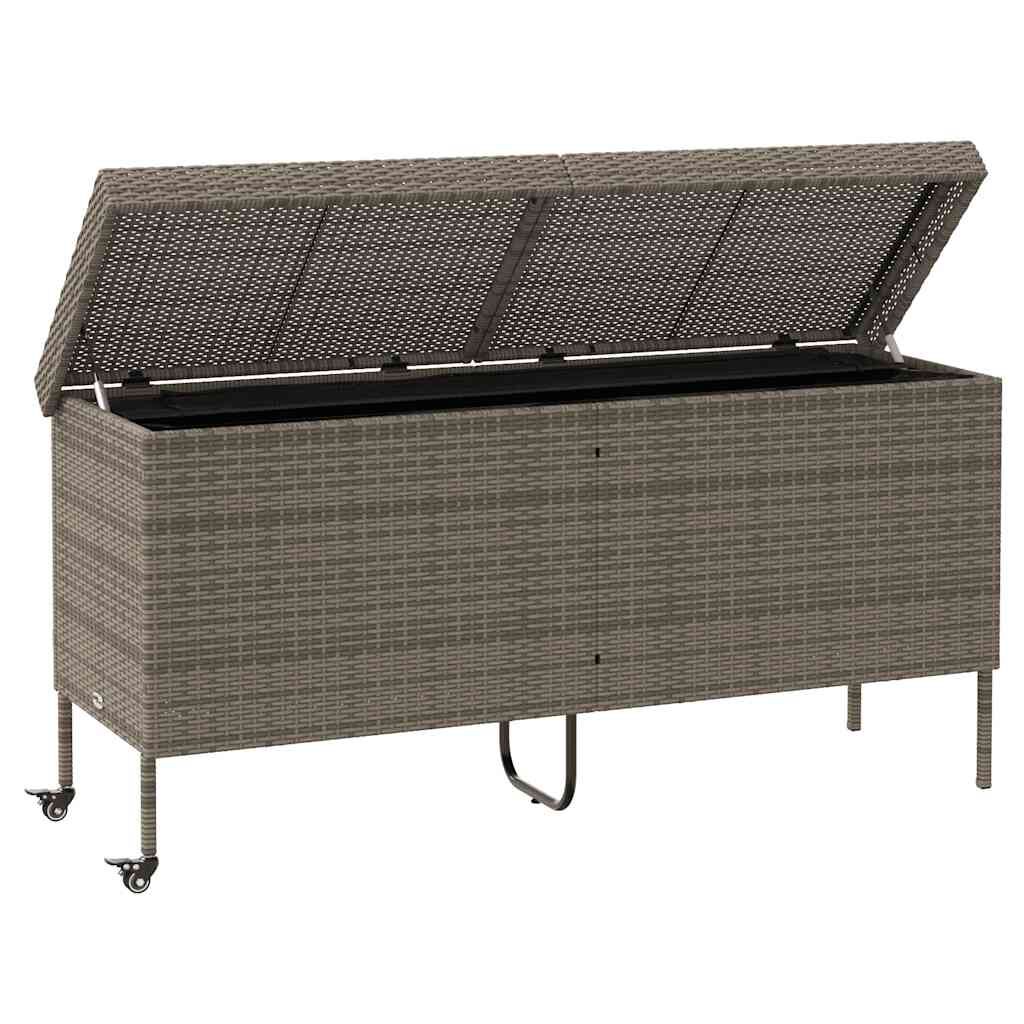 vidaXL Κουτί Αποθήκευσης Κήπου με Ρόδες 160x55x75 εκ. Συνθετικό Ρατάν