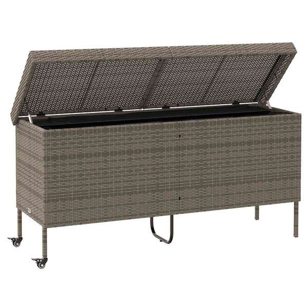 vidaXL Κουτί Αποθήκευσης Κήπου με Ρόδες 160x55x75 εκ. Συνθετικό Ρατάν
