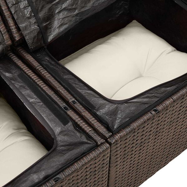vidaXL Σετ Καναπέ Κήπου 4 pcs Καφέ, Κρέμα Πολυ rattan, βαμμένο ατσάλι