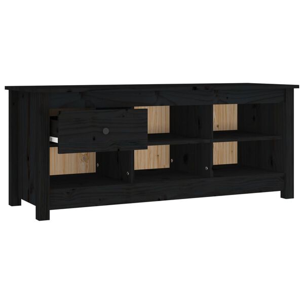 vidaXL Παπουτσοθήκη Μαύρη 110x38x45,5 εκ. από Μασίφ Ξύλο Πεύκου