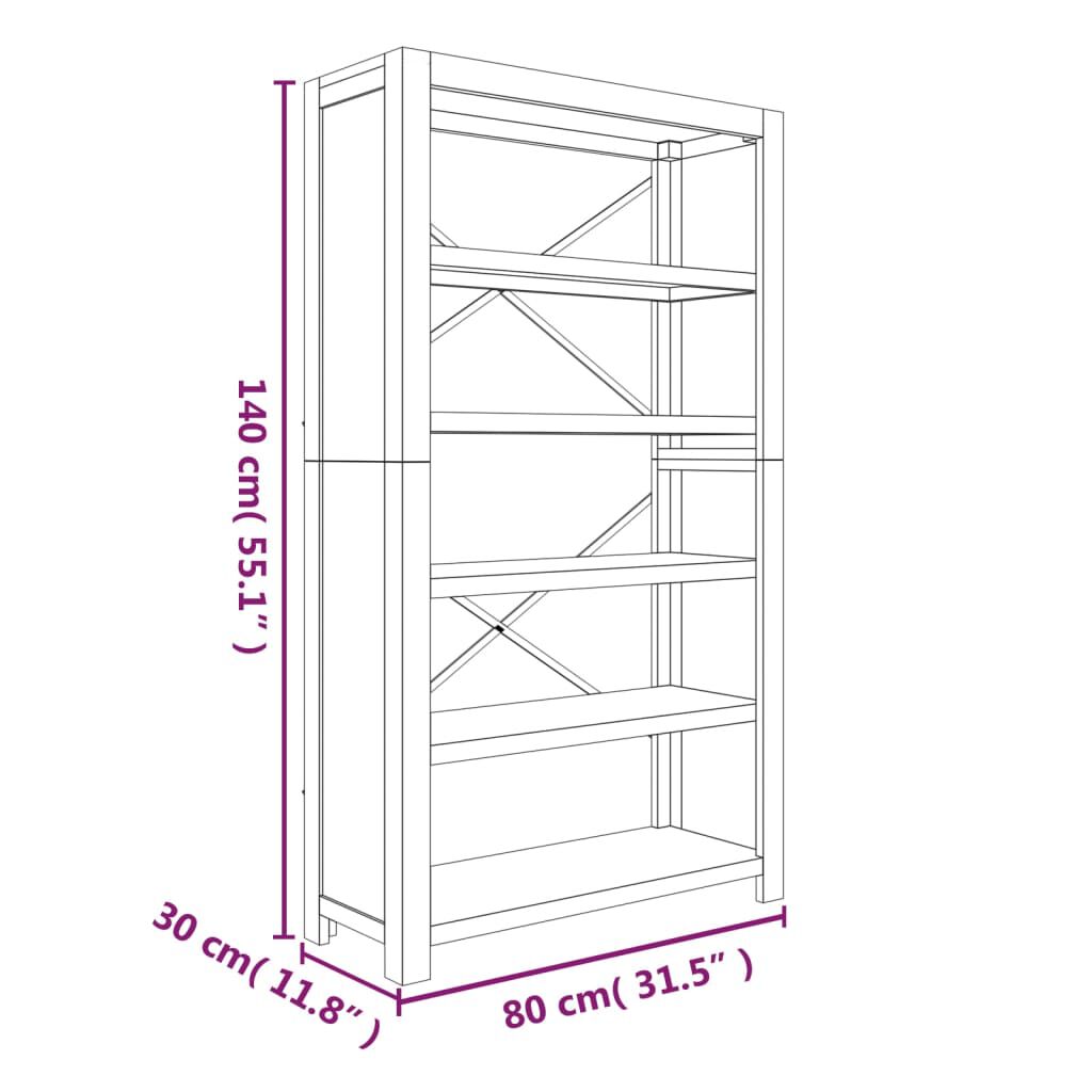 vidaXL Βιβλιοθήκη με 5 Επίπεδα 80 x 30 x 140 εκ. Μασίφ Ξύλο Ακακίας
