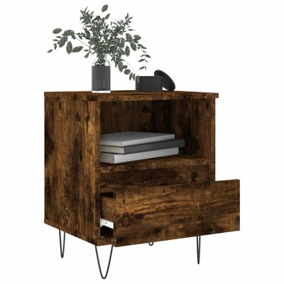 vidaXL Κομοδίνο Καπνιστή Δρυς 40 x 35 x 50 εκ. από Επεξεργ. Ξύλο