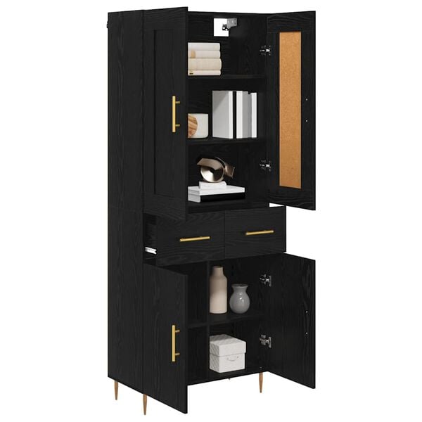 vidaXL Highboard &Mu;&alpha;ύ&rho;&eta; &Omicron;&xi;&upsilon;ά 69,5 x 34 x 180 &epsilon;&kappa;. &Epsilon;&pi;&epsilon;&xi;&epsilon;&rho;&gamma;&alpha;&sigma;&mu;έ&nu;&omicron; &xi;ύ&lambda;&omicron;