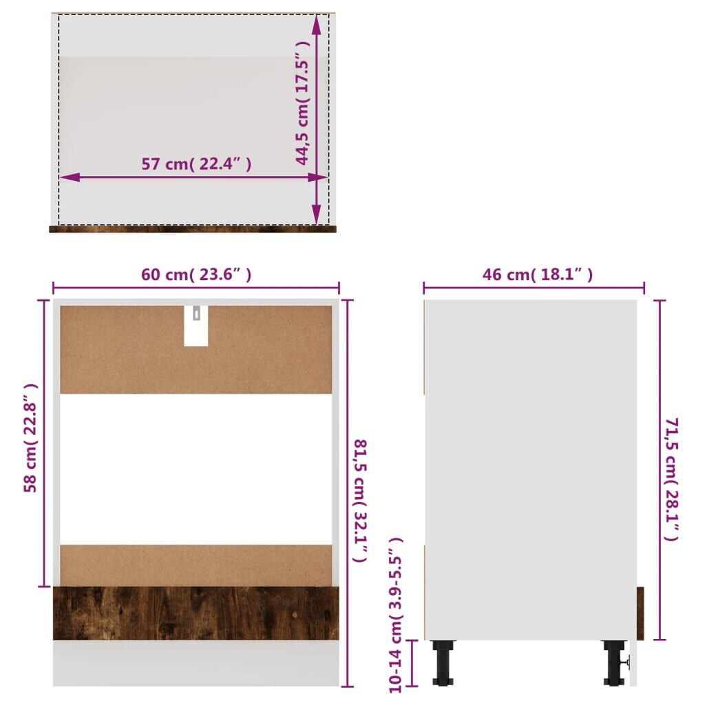 vidaXL Ντουλάπι Φούρνου Lyon Καπνιστή Δρυς 60x46x81,5 εκ