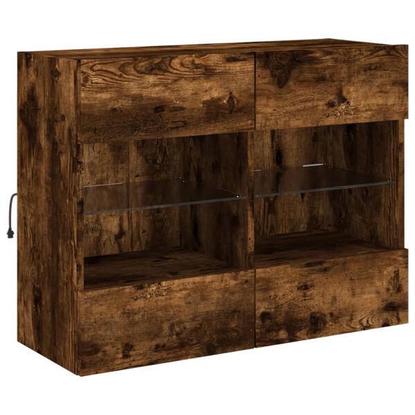 vidaXL Έπιπλο Τοίχου Τηλεόρασης με LED Καπνιστή Δρυς 78,5x30x60,5 εκ.