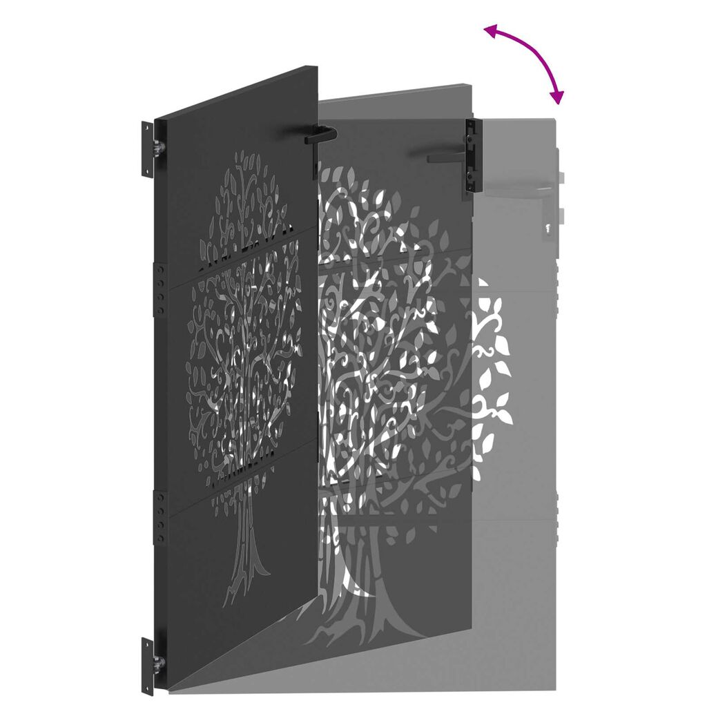 vidaXL Πύλη Κήπου Μαύρο 105 x 125 cm Ατσάλι με Επικάλυψη Πούδρας