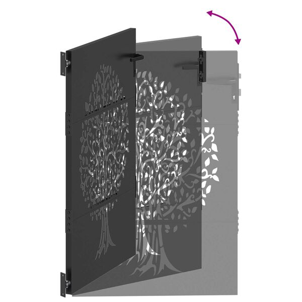 vidaXL Πύλη Κήπου Μαύρο 105 x 125 cm Ατσάλι με Επικάλυψη Πούδρας