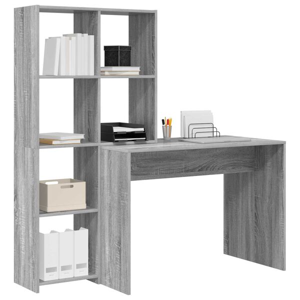 vidaXL Γραφείο Γκρι sonoma 138.5 x 55 x 143 εκ Επεξεργασμένο ξύλο
