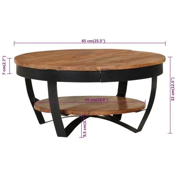 vidaXL Τραπεζάκι Σαλονιού 65 x 65 x 32 εκ. από Μασίφ Ξύλο Ακακίας