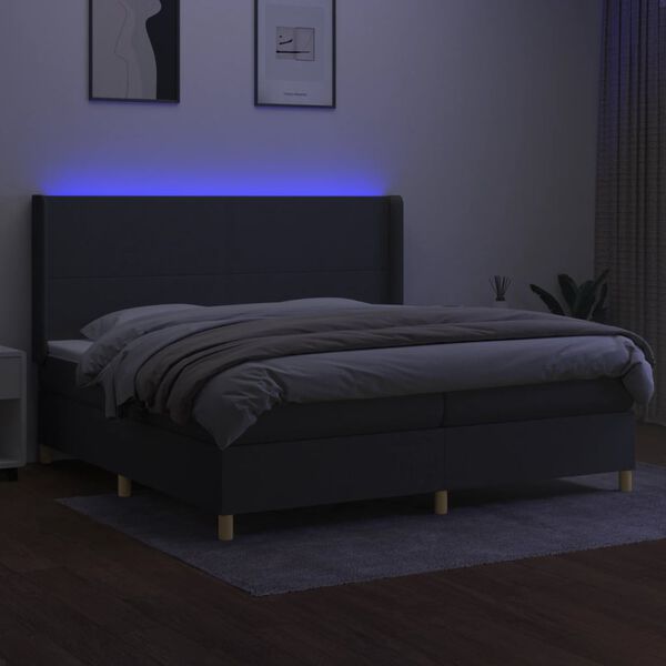 vidaXL &Kappa;&rho;&epsilon;&beta;ά&tau;&iota; Boxspring &mu;&epsilon; &Sigma;&tau;&rho;ώ&mu;&alpha; & LED &Sigma;&kappa;.&Gamma;&kappa;&rho;&iota; 200x200&epsilon;&kappa;. &Upsilon;&phi;&alpha;&sigma;&mu;ά&tau;&iota;&nu;&omicron;