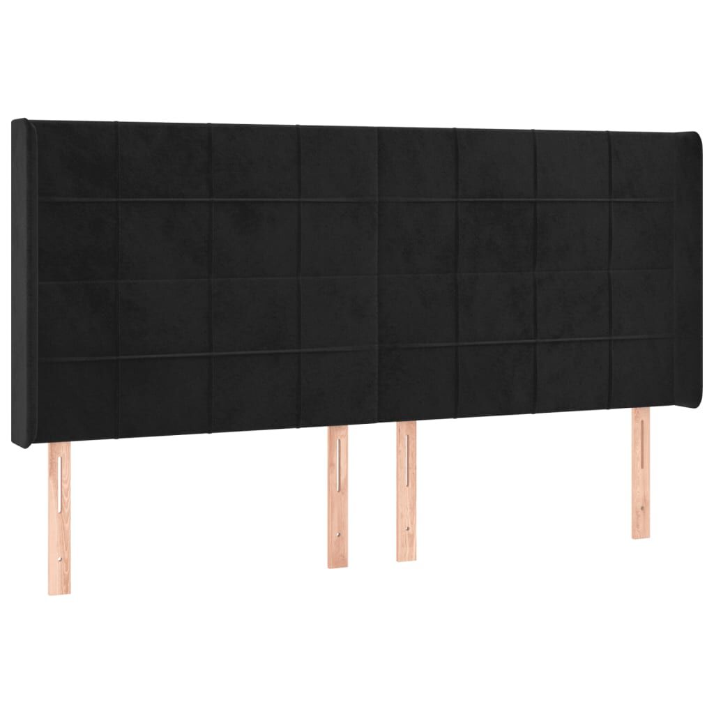 vidaXL Κεφαλάρι Κρεβατιού LED Μαύρο 163x16x118/128 εκ. Βελούδινο