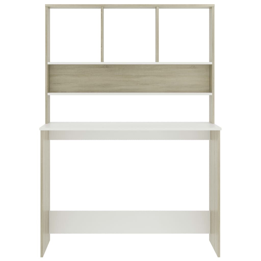vidaXL Γραφείο με Ράφια Λευκό/Sonoma Δρυς 110x45x157 εκ. Μοριοσανίδα