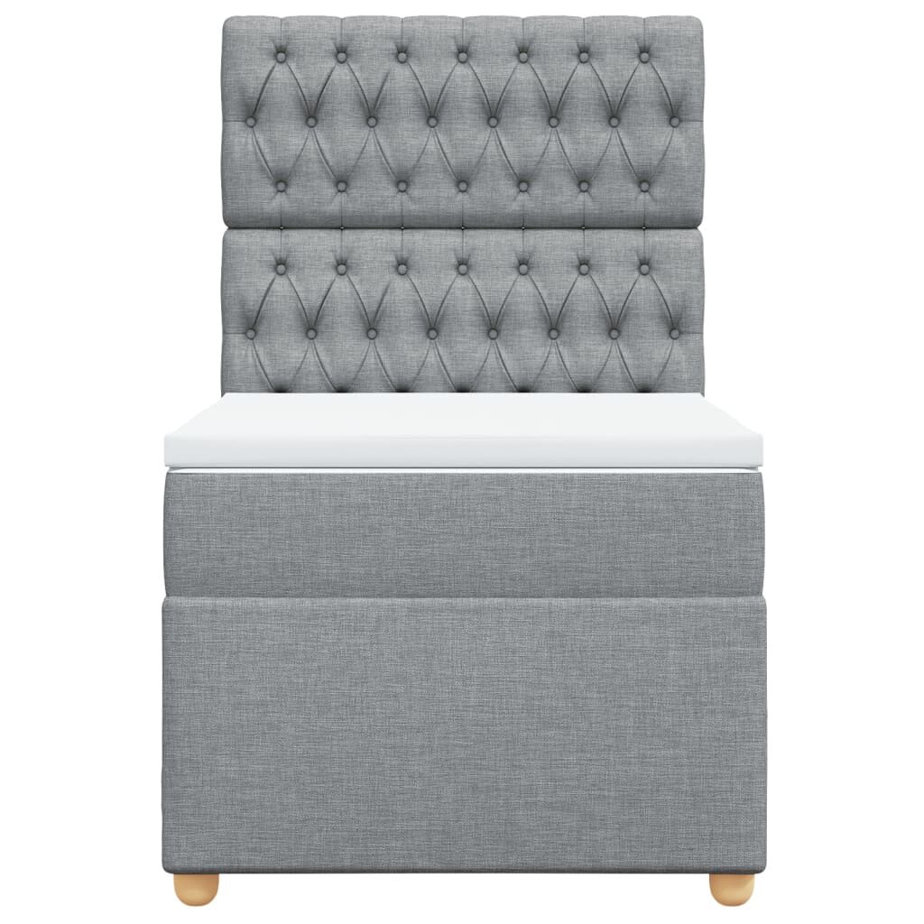 vidaXL Κρεβάτι Boxspring με Στρώμα Ανοιχτό Γκρι 90x190 εκ. Υφασμάτινο