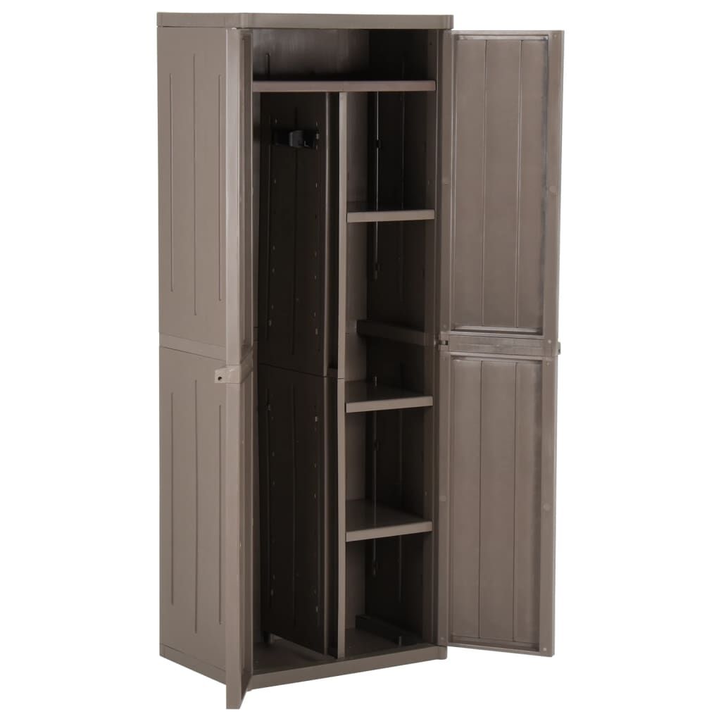 vidaXL Ντουλάπι Αποθήκευσης Κήπου Καφέ 65x45x172 εκ. PP Εμφάνιση Ξύλου