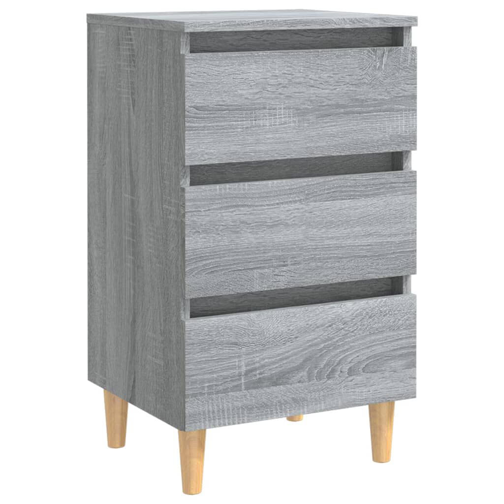 vidaXL Κομοδίνο Γκρι Sonoma 40 x 35 x 69 εκ. με Μασίφ Ξύλινα Πόδια