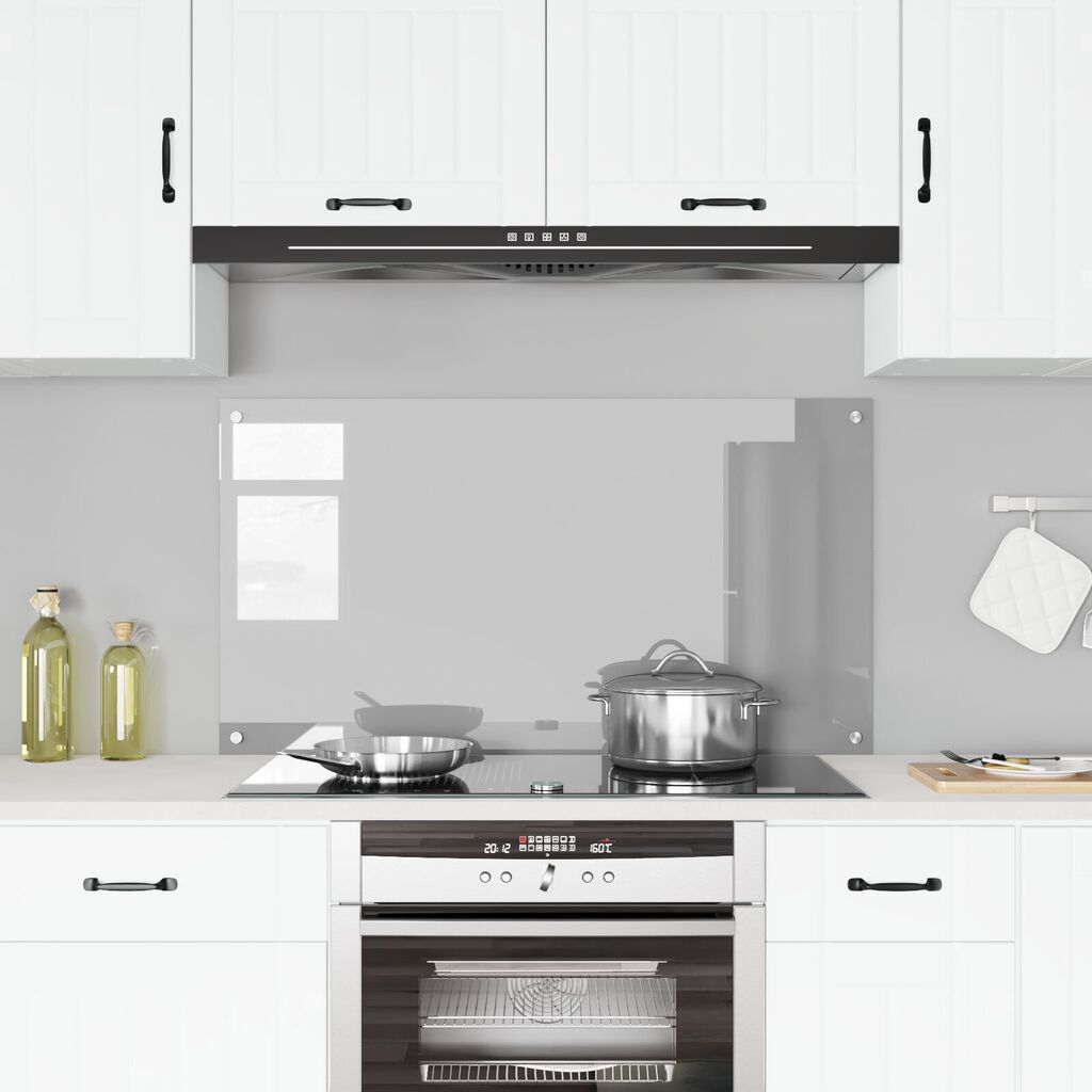 vidaXL Πλάτη Κουζίνας Ανοιχτό Γκρι 110x60x0,6 εκ από Γυαλί Ανθεκτικό