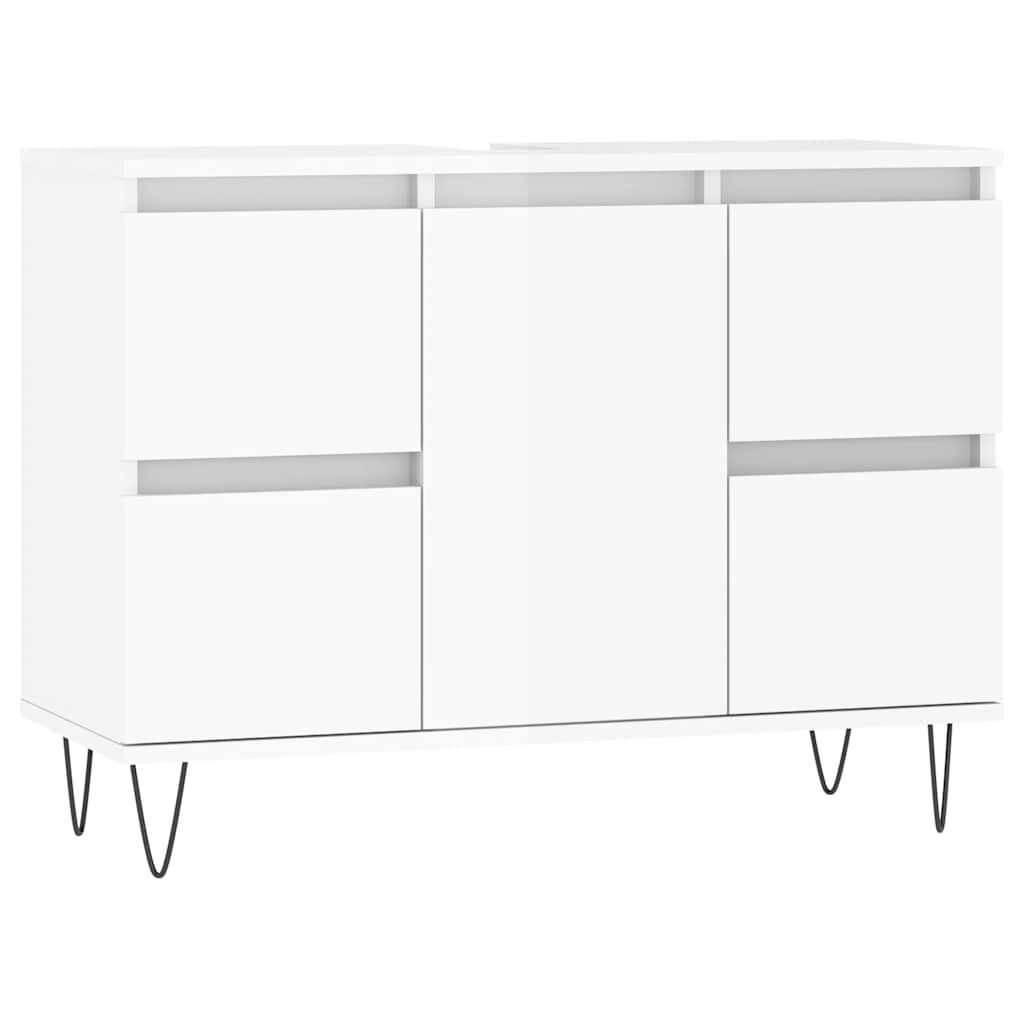vidaXL Ντουλάπι Μπάνιου Γυαλ. Λευκό 80 x 33 x 60 εκ. από Επεξεργ. Ξύλο