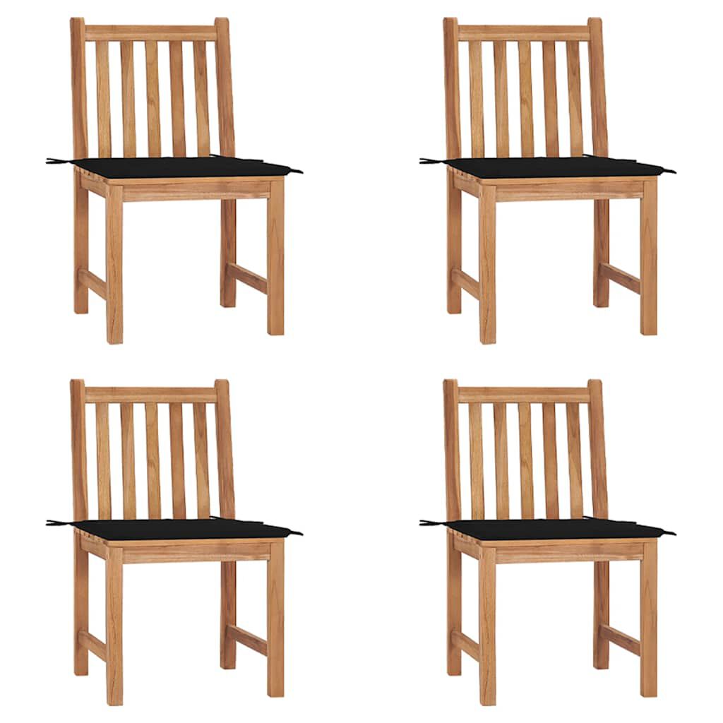 vidaXL Καρέκλες Κήπου 4 Τεμαχίων από Μασίφ Ξύλο Teak με Μαξιλάρια