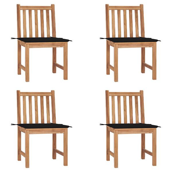 vidaXL Καρέκλες Κήπου 4 Τεμαχίων από Μασίφ Ξύλο Teak με Μαξιλάρια