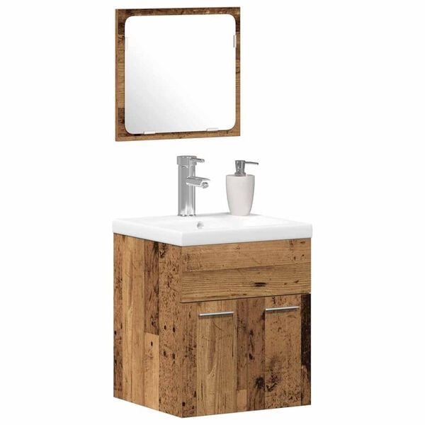 vidaXL Σετ Επίπλων Μπάνιου με πόρτα 3 pcs Παλιό Ξύλο 41 x 38.5 x 46 cm