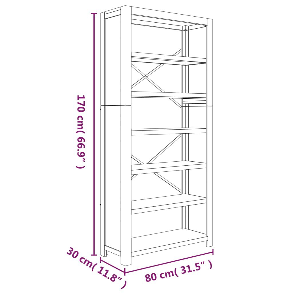 vidaXL Βιβλιοθήκη με 6 Επίπεδα 80x30x170 εκ. Μασίφ Ξύλο Ακακίας