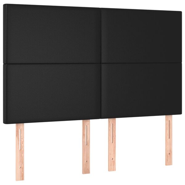 vidaXL Κρεβάτι Boxspring με Στρώμα Μαύρο 140x200εκ.από Συνθετικό Δέρμα