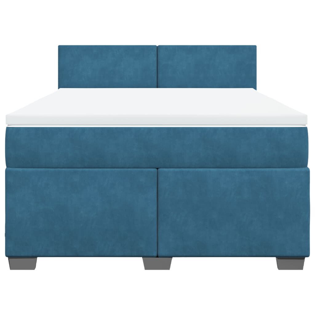 vidaXL Κρεβάτι Boxspring με Στρώμα Μπλε 160x200 εκ. Βελούδινο