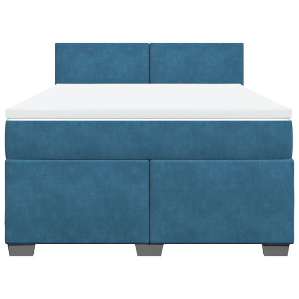 vidaXL Κρεβάτι Boxspring με Στρώμα Μπλε 160x200 εκ. Βελούδινο