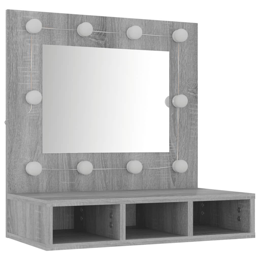 vidaXL Έπιπλο Καθρέπτη με LED Γκρι Sonoma 60x31,5x62 εκ.