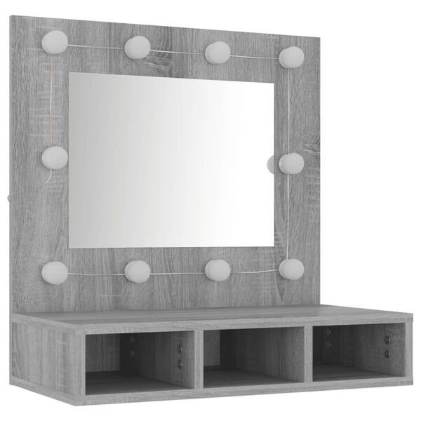 vidaXL Έπιπλο Καθρέπτη με LED Γκρι Sonoma 60x31,5x62 εκ.