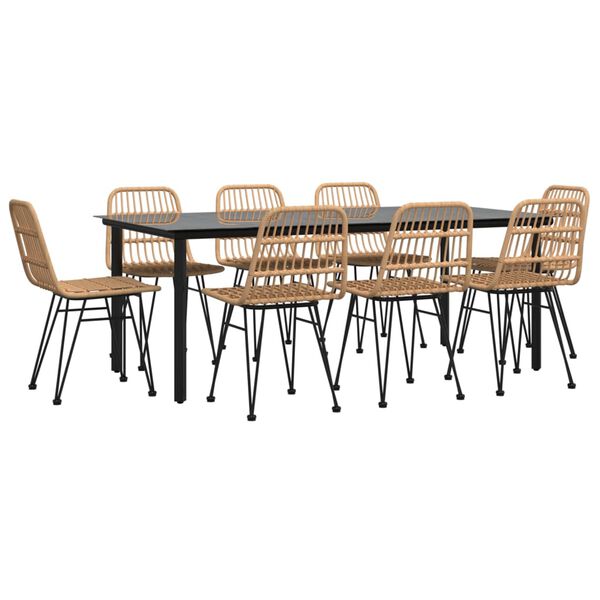 vidaXL Σετ Τραπεζαρίας Κήπου 9 Τεμαχίων από Συνθετικό Ρατάν