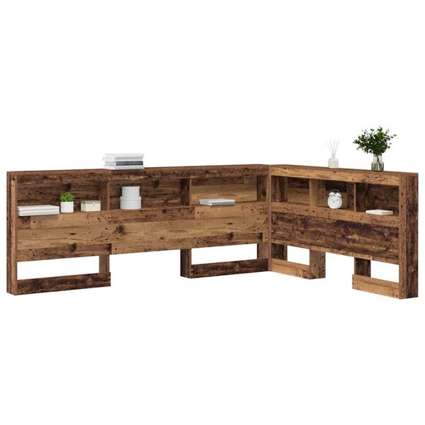 vidaXL Κεφαλάρι Αποθήκης με ράφι Παλαιό ξύλο 135 cm Επεξεργασμένο ξύλο