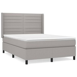 vidaXL Κρεβάτι Boxspring με Στρώμα Ανοιχτό Γκρι 140x200 εκ. Υφασμάτινο