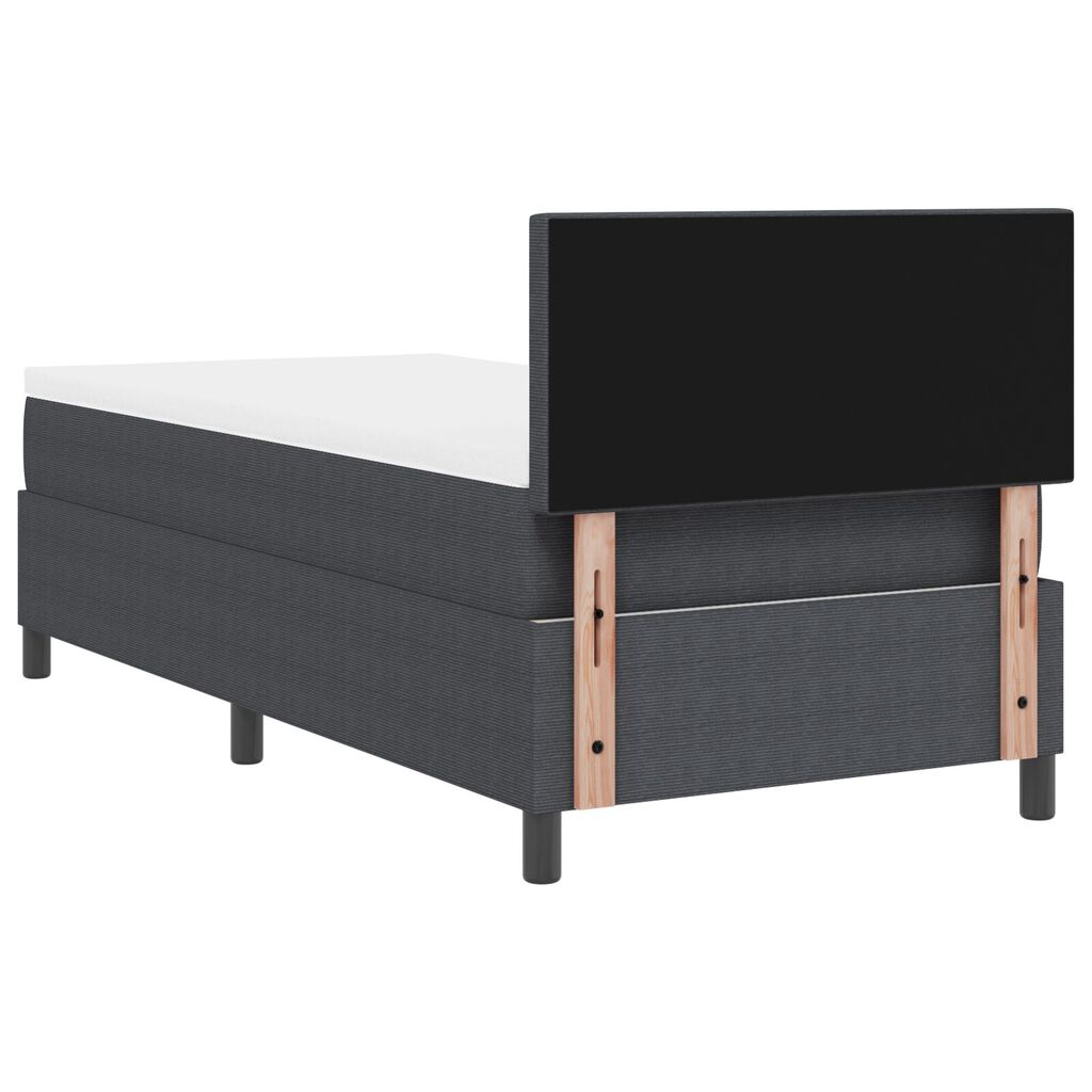 vidaXL Κρεβάτι Box Spring με Στρώμα & LED Σκούρο Γκρι 90x200 εκ Ύφασμα Κορντούρα