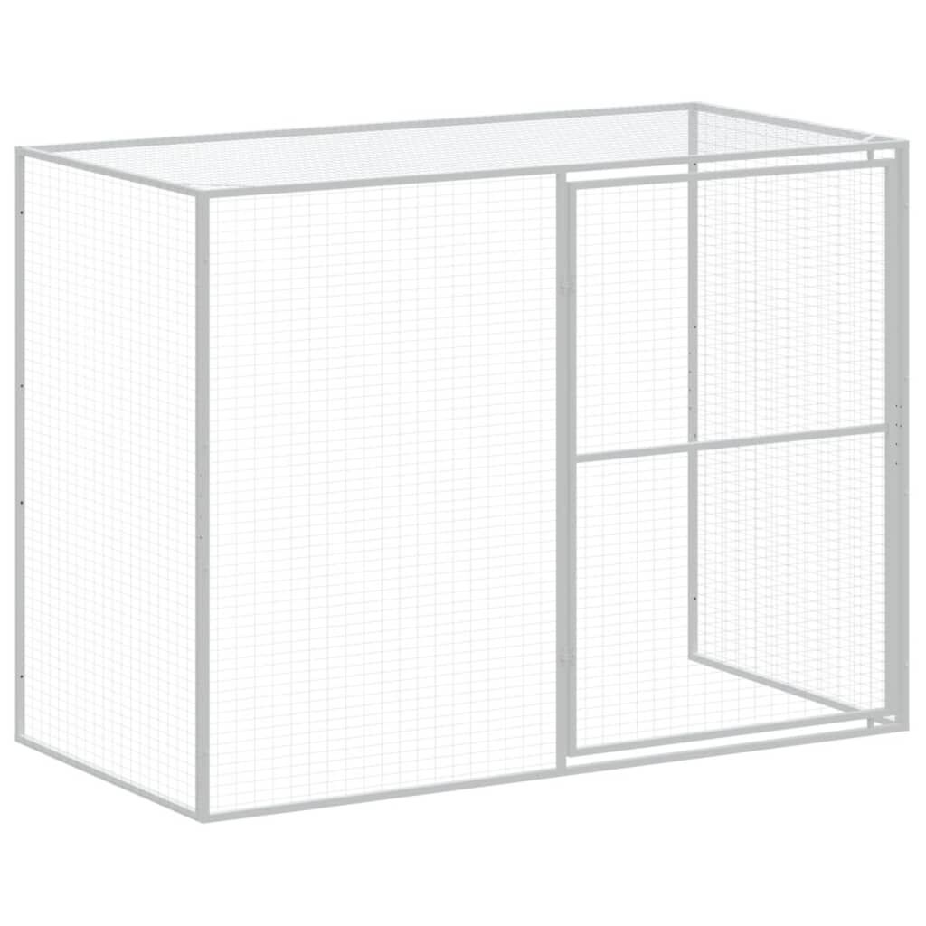 vidaXL Σπιτάκι Σκύλου με Αυλή Ανθρακί 214x1273x181 εκ. Γαλβαν. Χάλυβας