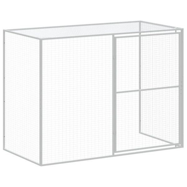 vidaXL Σπιτάκι Σκύλου με Αυλή Ανθρακί 214x1273x181 εκ. Γαλβαν. Χάλυβας