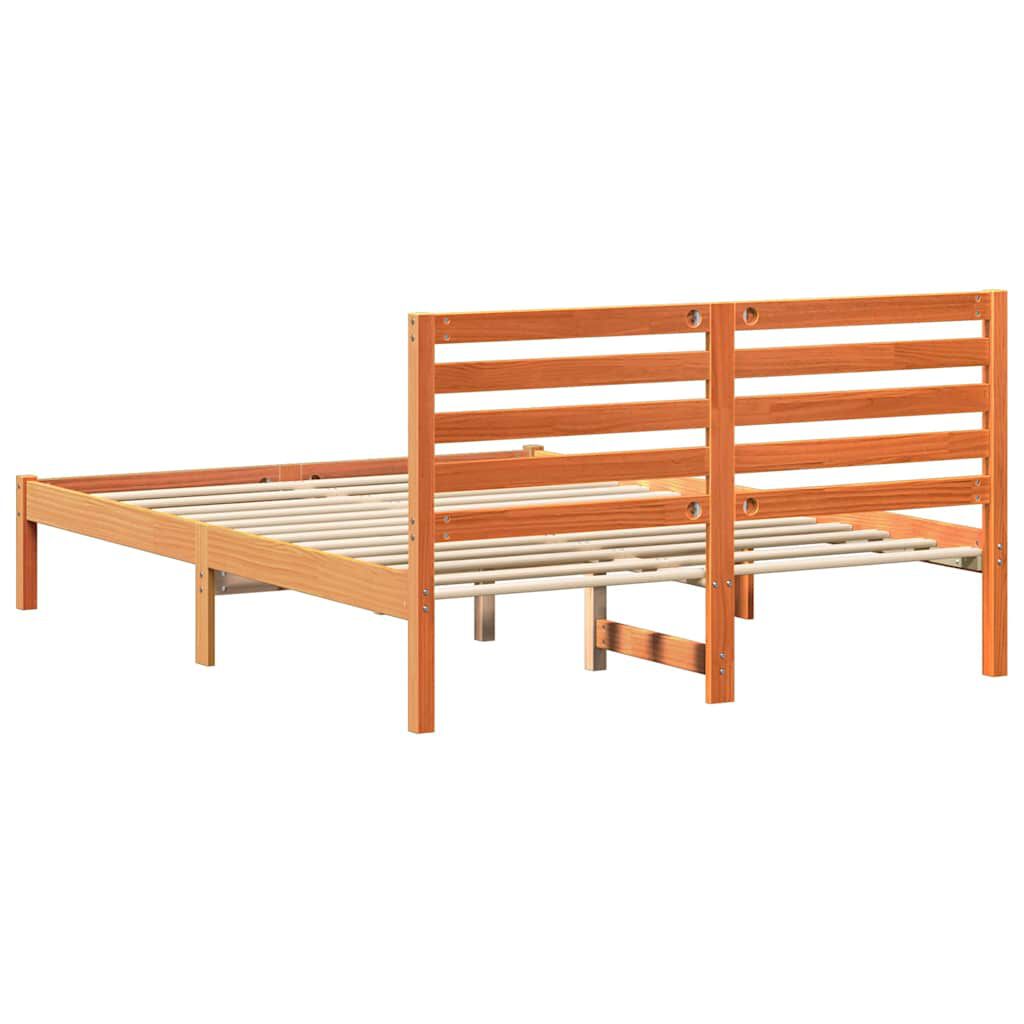 vidaXL Σκελετός Κρεβατιού Καφέ κεριού 140 x 190 cm Μασίφ ξύλο πεύκου