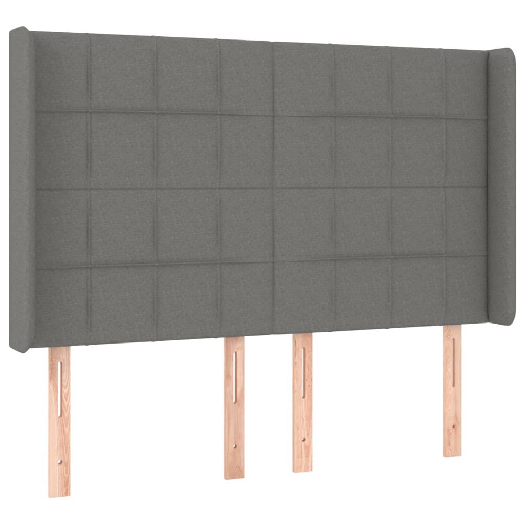 vidaXL Κρεβάτι Boxspring με Στρώμα & LED Σκ.Γκρι 140x200 εκ Υφασμάτινο