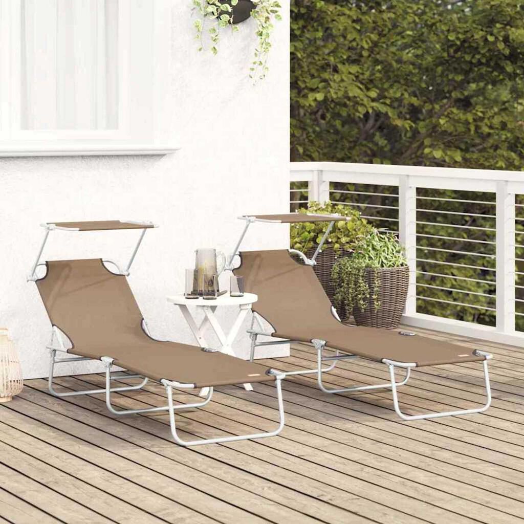 vidaXL Ξαπλώστρα 2-πρόσωπο 2 pcs Taupe 58 x 188 x 77 εκ. ύφασμα